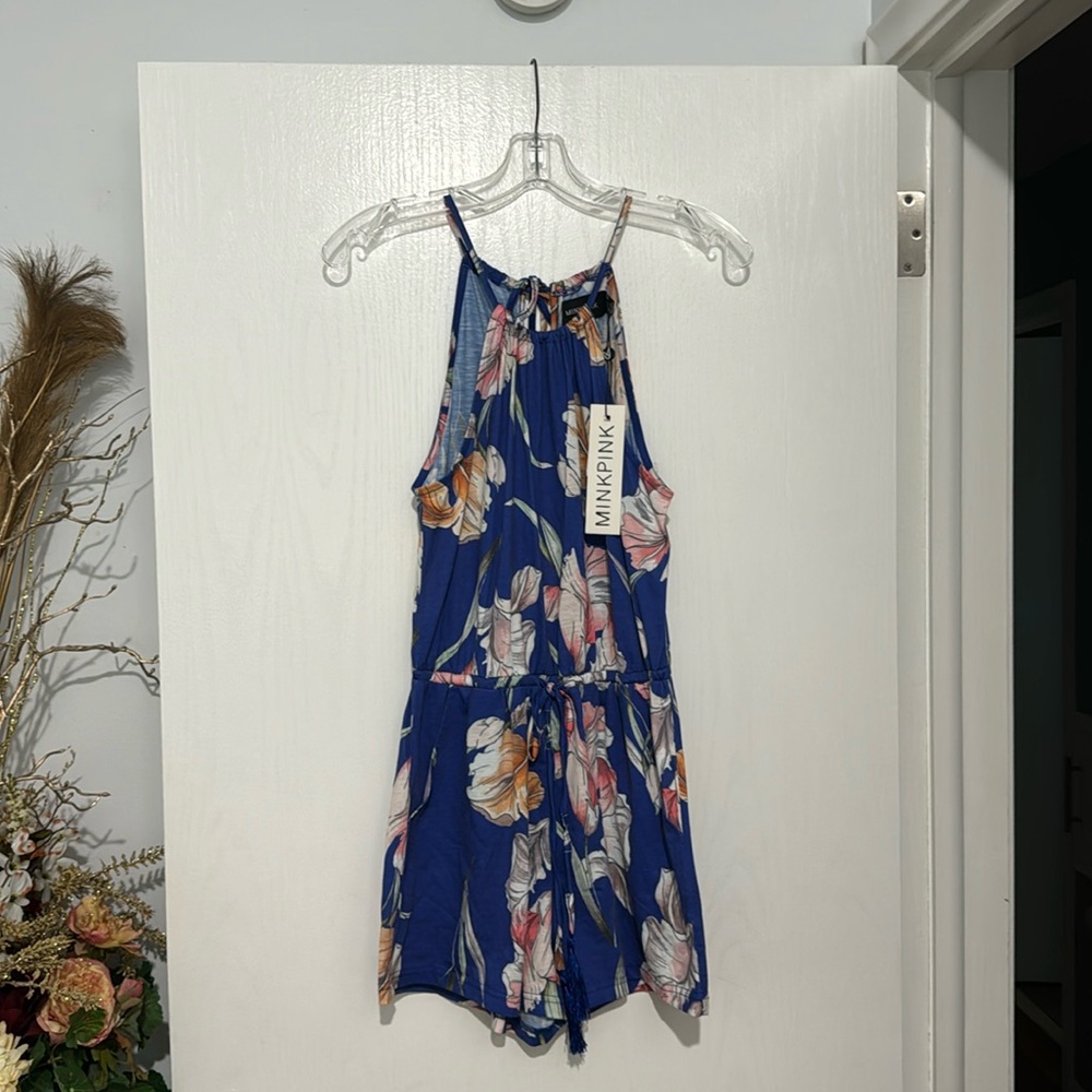 Hawaiian floral halter romper